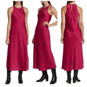 BAUM UND PFERDGARTEN Women Size 36 Persian Red Atarah Bias-Cut Satin Midi Dress